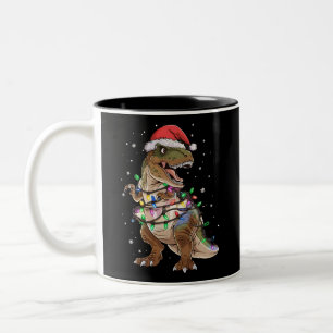Caneca De Café Em Dois Tons Suéter de Natal de Dinossauro T-rex Árvore de Nata