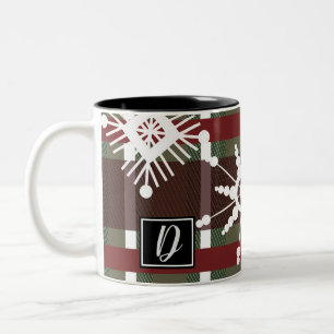 Caneca De Café Em Dois Tons Suéter de vinho Xadrez Inicial Floco de Neve Natal