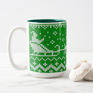 Caneca De Café Em Dois Tons Suéter nojento, trenó e renas do Papai Noel