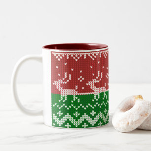 Caneca De Café Em Dois Tons Suéter nojento, trenó e renas do Papai Noel