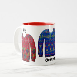 Caneca De Café Em Dois Tons Suéteres de Natal Feios Coloridos
