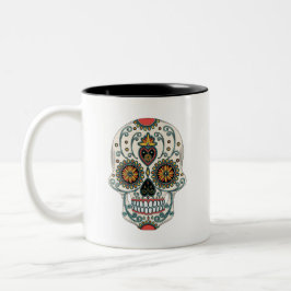 Caneca De Café Em Dois Tons Sugar Love Skull Dia De Los Muertos Dia da Dea