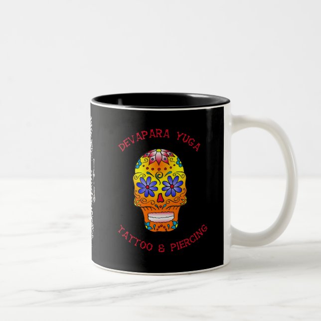 Caneca De Café Em Dois Tons sugar skull deva, dy dolch rose 1 sabe, (Direita)