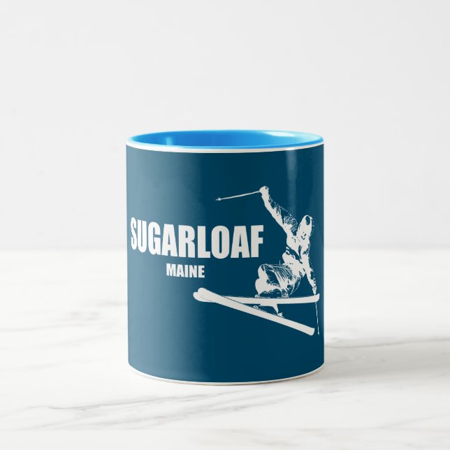 Caneca De Café Em Dois Tons Sugarloaf Mountain Maine Skier (Centro)