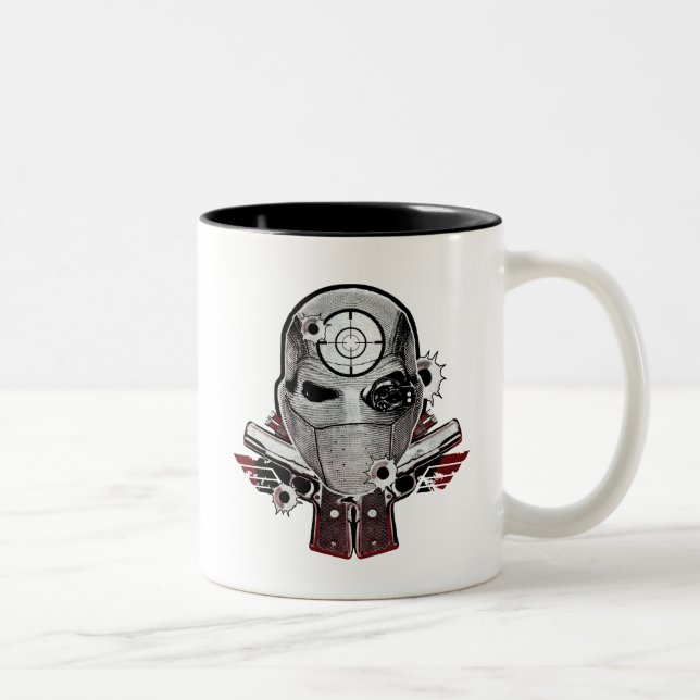 Caneca De Café Em Dois Tons Suicide Squad | Deadshot Mask & Guns Tattoo Art (Direita)