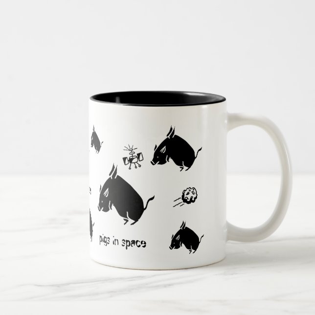 Caneca De Café Em Dois Tons Suínos no Espaço II (Direita)