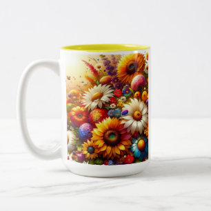 Caneca De Café Em Dois Tons Summer Bloom - Floral refinado