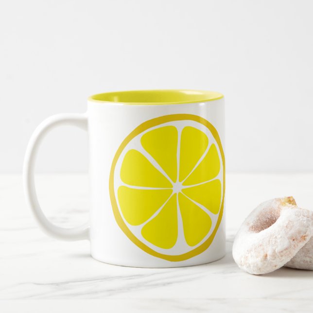 Caneca De Café Em Dois Tons Summer Citrus Lemon Mug (Com Donut)
