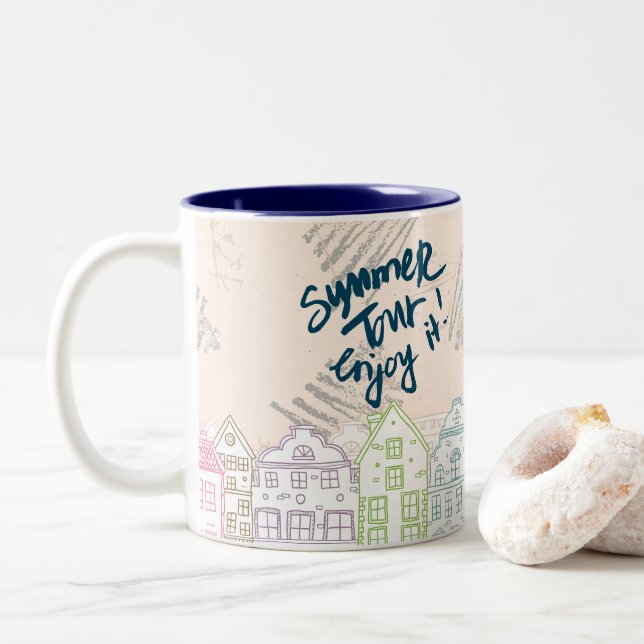 Caneca De Café Em Dois Tons summer tour enjoy it Porto (Com Donut)