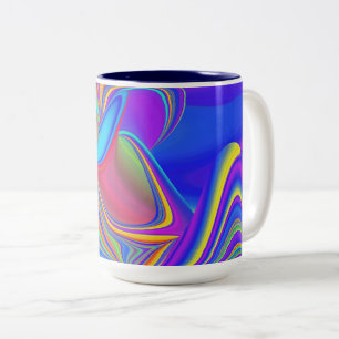 Caneca De Café Em Dois Tons Summersense, Abstrato 3D Rainbowart
