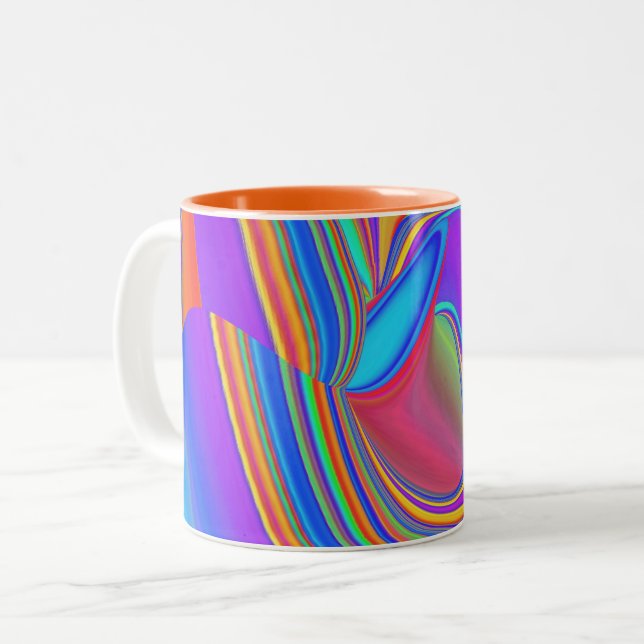 Caneca De Café Em Dois Tons Summersense, Abstrato 3D Rainbowart (Frente Esquerda)