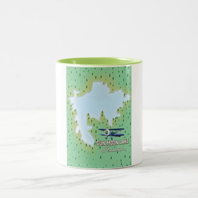 Caneca De Café Em Dois Tons Sun Moon Lake Taiwan (Centro)