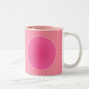 Caneca De Café Em Dois Tons Sunburst Geométrico Moderno - Sombras Rosa-Coral
