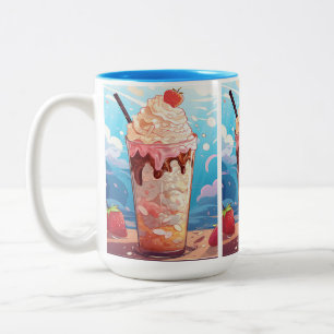 Caneca De Café Em Dois Tons Sundae de Sorvete Monograma Personalizado