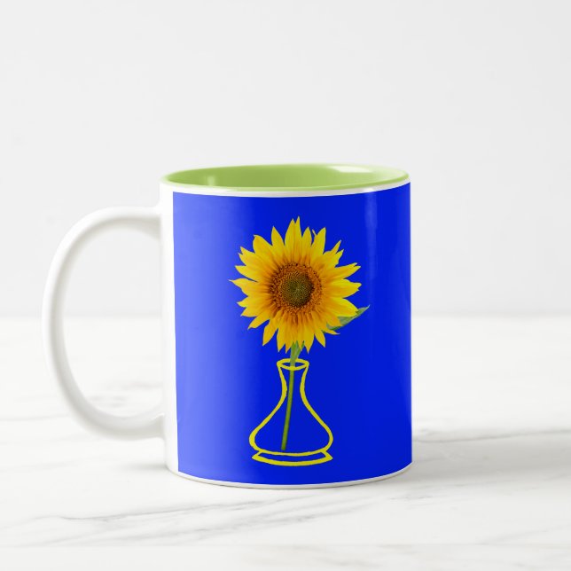Caneca De Café Em Dois Tons Sunflower Power Sunflower e Vase (Esquerda)