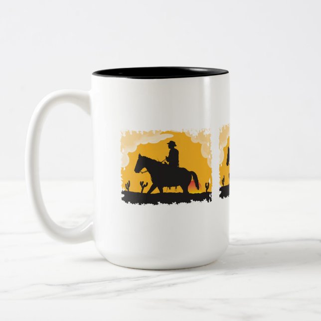 Caneca De Café Em Dois Tons Sunset Cowboy (Esquerda)
