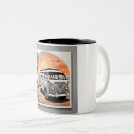 Caneca De Café Em Dois Tons "Sunset Kombi Beach Mug - Coastal Adventure Cup"