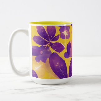 Caneca De Café Em Dois Tons "Sunshine Bloom: Mug de Dois Tonéis com Roxo Vibra
