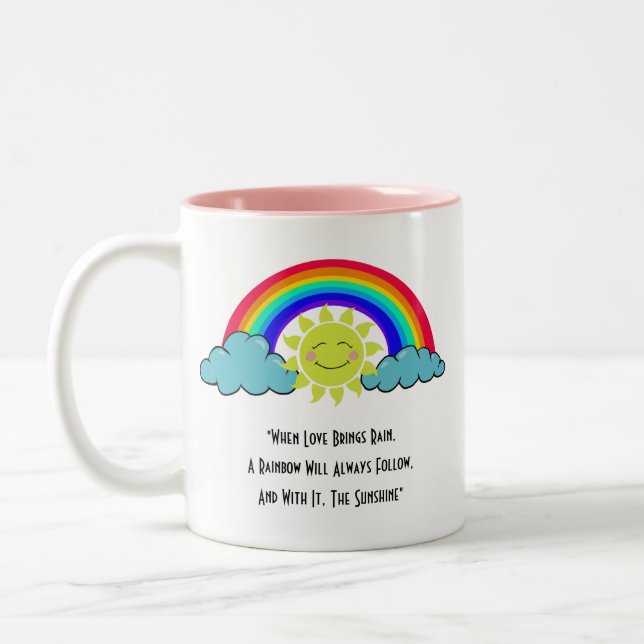 Caneca De Café Em Dois Tons Sunshine e Rainbows (Esquerda)