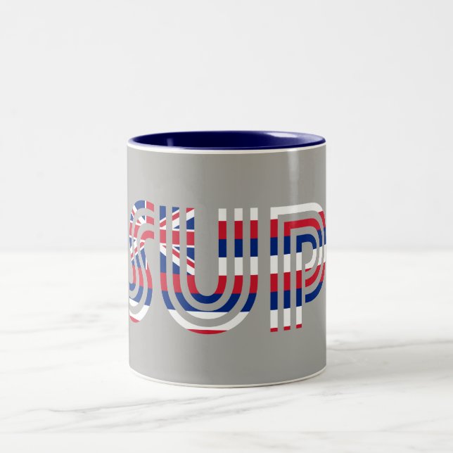 Caneca De Café Em Dois Tons SUP Hawaii Flag Retro (Centro)