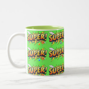 Caneca De Café Em Dois Tons Super!, Arte Pop, por Natasha Us