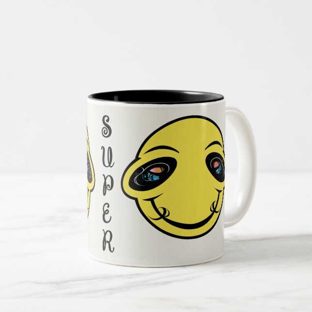Caneca De Café Em Dois Tons Super Bonny Mug - Taça de Café Kawaii Pastel (Frente Esquerda)