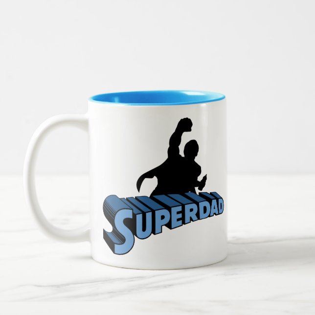Caneca De Café Em Dois Tons Super Dad. Super Papa. Súper Papá (Esquerda)