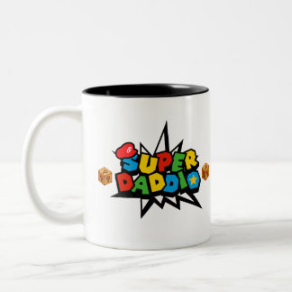 Caneca De Café Em Dois Tons Super Daddio Funny Gamer Super-Herói Pai T-Shirt