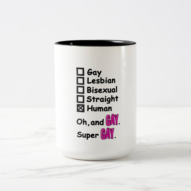 Caneca De Café Em Dois Tons Super Gay (Centro)