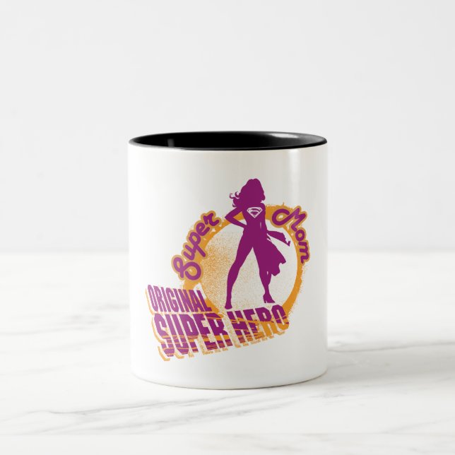 Caneca De Café Em Dois Tons Super Hero Original da Super Mãe (Centro)