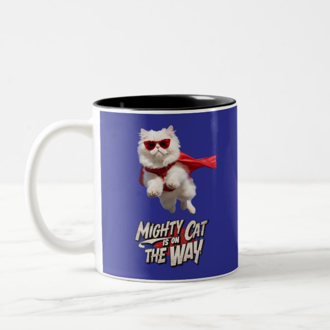 Caneca De Café Em Dois Tons Super-herói Gato Persa (Esquerda)