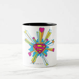Caneca De Café Em Dois Tons Super-Homem Estilizado  Logotipo rosa com coraçã