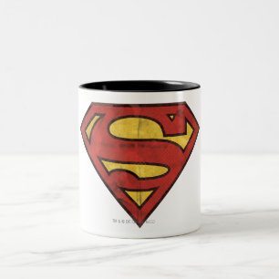 Caneca De Café Em Dois Tons Super-Homem  Logotipo Grunge