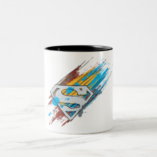 Caneca De Café Em Dois Tons Super-Homem  Logotipo Paint Streaks