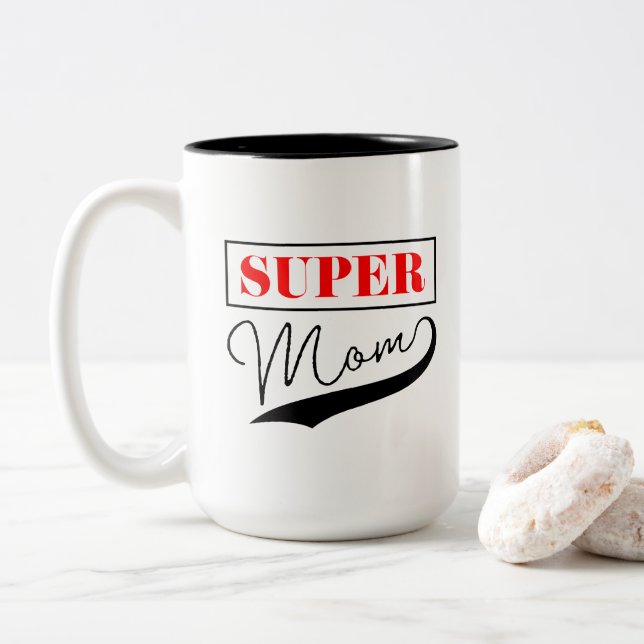 Caneca De Café Em Dois Tons Super Mãe (Com Donut)