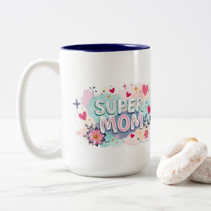 Caneca De Café Em Dois Tons Super Mãe