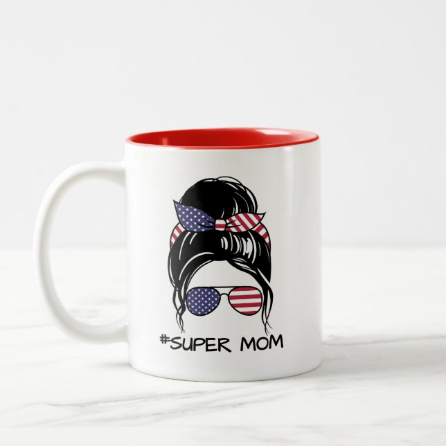 Caneca De Café Em Dois Tons Super Mãe Café Mug (Esquerda)