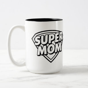 Caneca De Café Em Dois Tons Super Mãe Café Mug com Design Herói