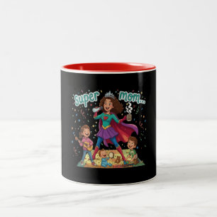 Caneca De Café Em Dois Tons Super Mãe Heroína - Celebração do Dia das Mães