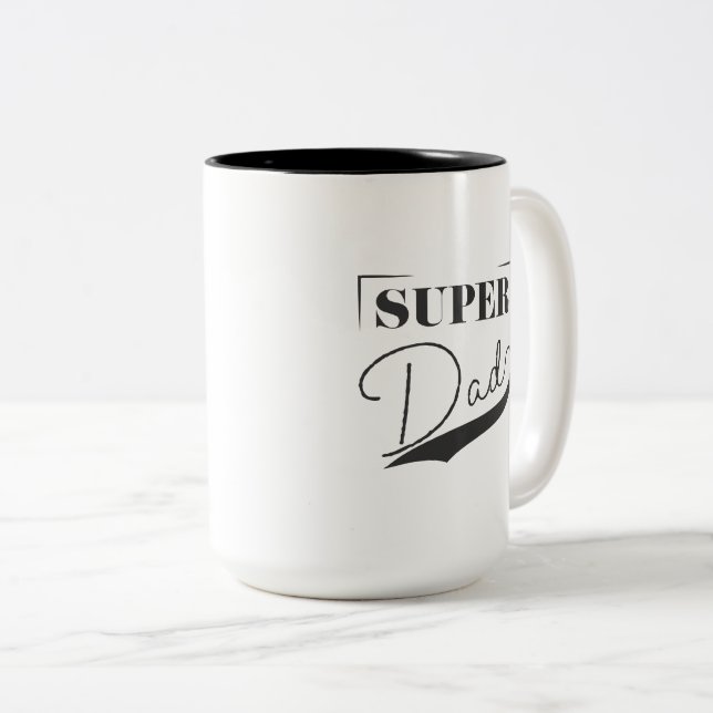 Caneca De Café Em Dois Tons Super Pai (Frente Esquerda)