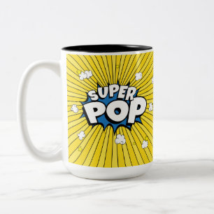 Caneca De Café Em Dois Tons SUPER POP! História em Quadrinhos Pop Art Pipoca T