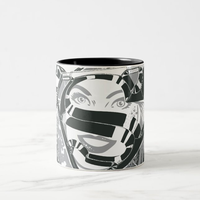 Caneca De Café Em Dois Tons Supergirl Black and White (Centro)