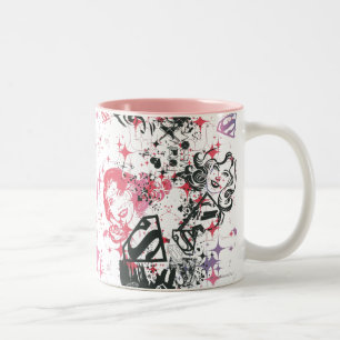 Caneca De Café Em Dois Tons Supergirl Collage Pattern