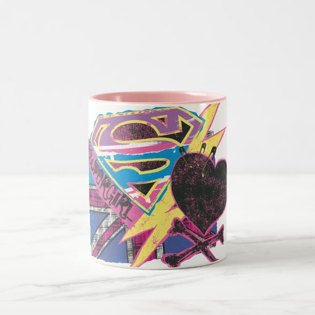 Caneca De Café Em Dois Tons Supergirl Flag and Crossbones (Centro)