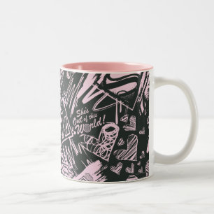 Caneca De Café Em Dois Tons Supergirl Pink e Black Scribbles