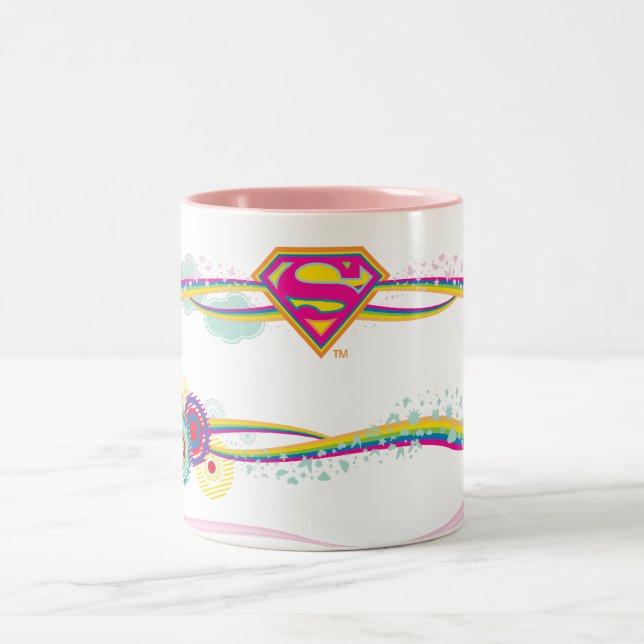 Caneca De Café Em Dois Tons Supergirl Retro Rainbow (Centro)