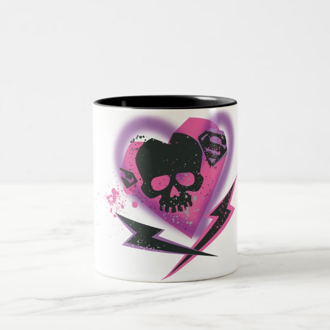 Caneca De Café Em Dois Tons Supergirl Skulls and Lightning (Centro)