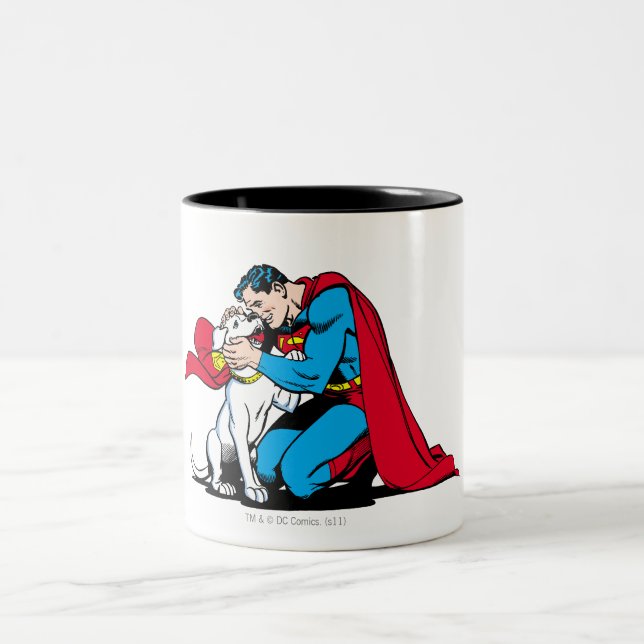 Caneca De Café Em Dois Tons Superman and Krypto (Centro)