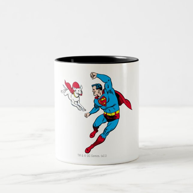 Caneca De Café Em Dois Tons Superman and Krypto 2 (Centro)