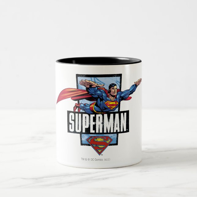 Caneca De Café Em Dois Tons Superman and Logo Bordered (Centro)